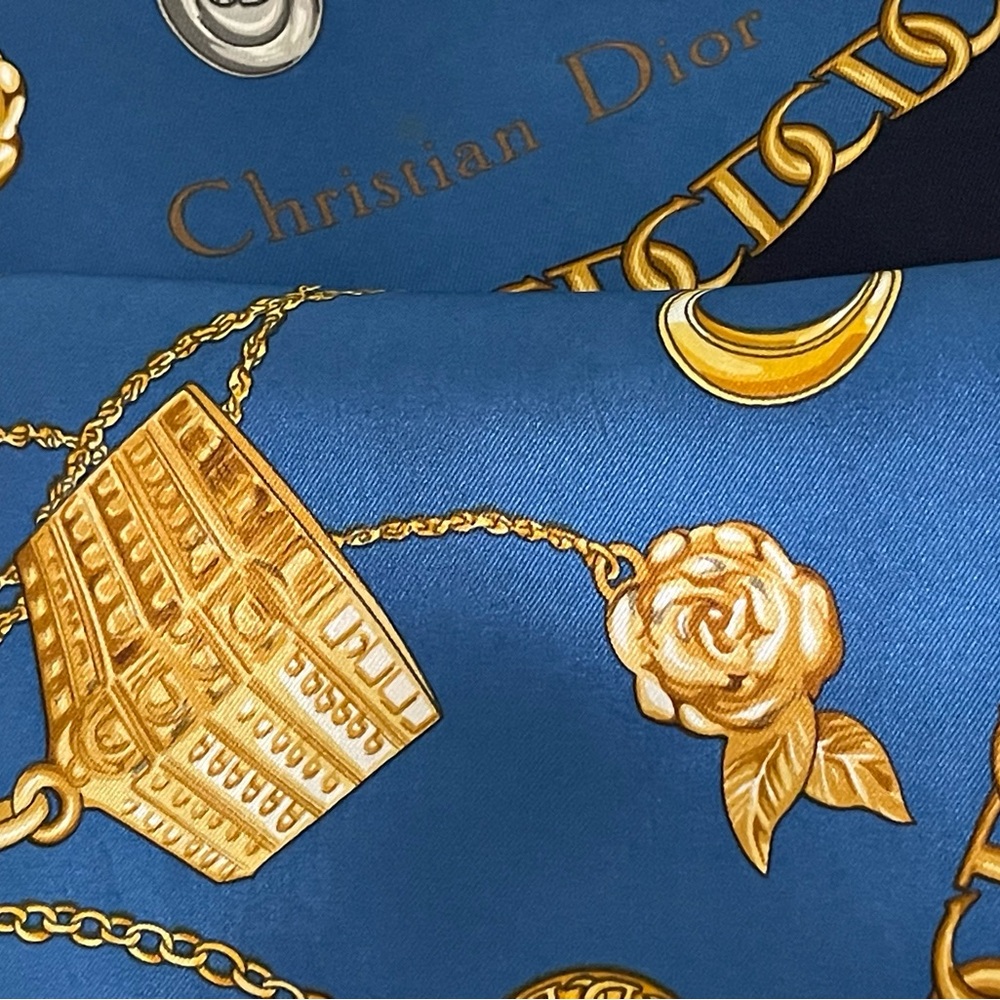 Christian Dior Blue and Gold Scarf - Picture 13 of 16